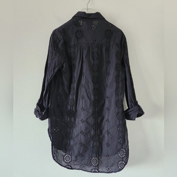 RACHEL ZOE | 100% cotton eyelet shirt dress tunic black sz M - Picture 2 of 7
